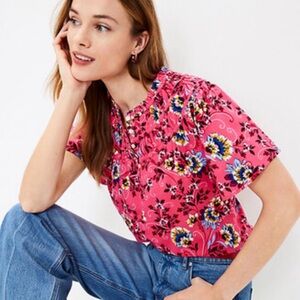 LOFT. Flutter sleeve, smocked top.